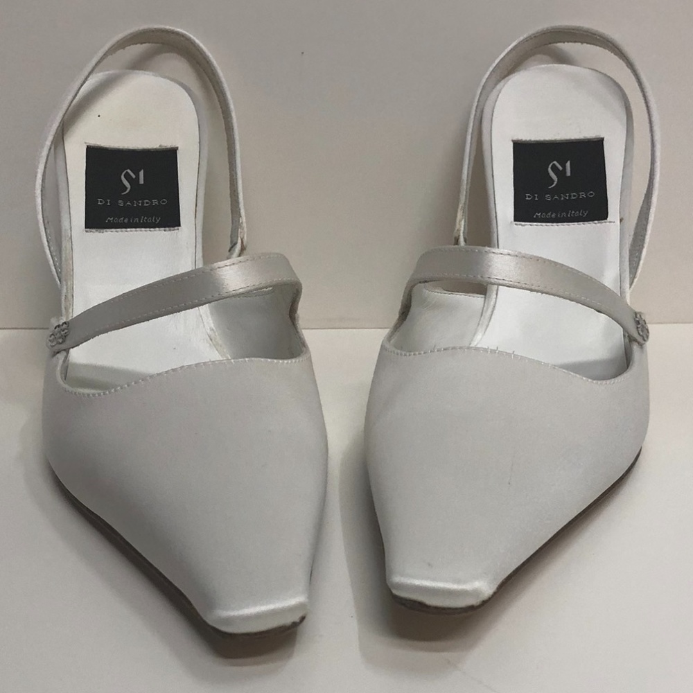 Di Sandro White Satin Halter Strap High Heel